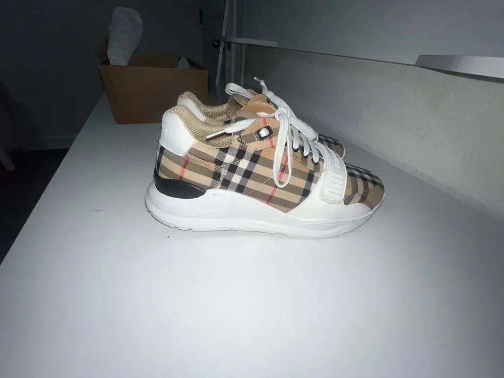 Burberry Regis Check Trainer Sneakers in Archive Beige